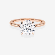 Round Cut Lab Grown Diamond Petite Solitaire Engagement 14k Gold Ring