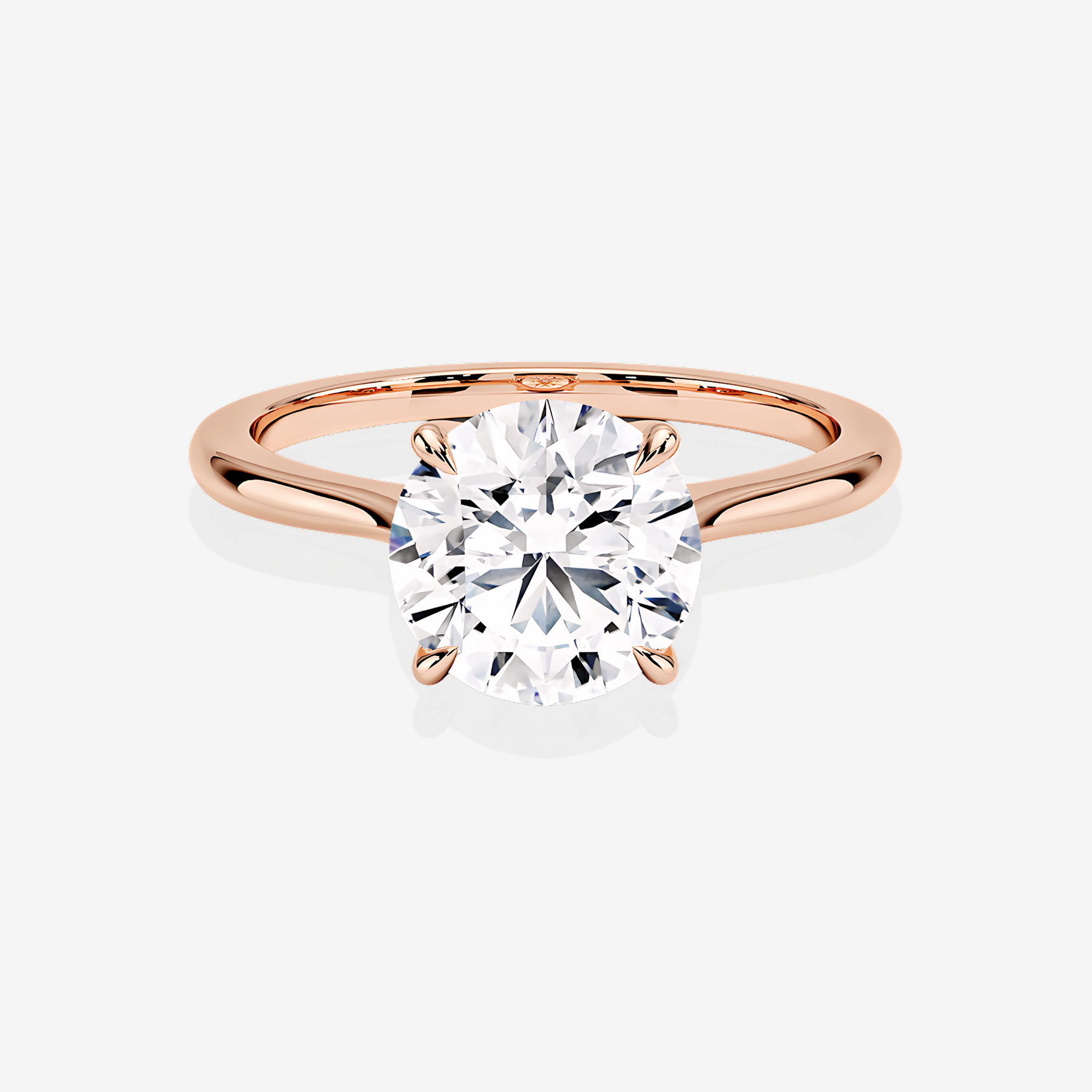 Round Cut Lab Grown Diamond Petite Solitaire Engagement 14k Gold Ring