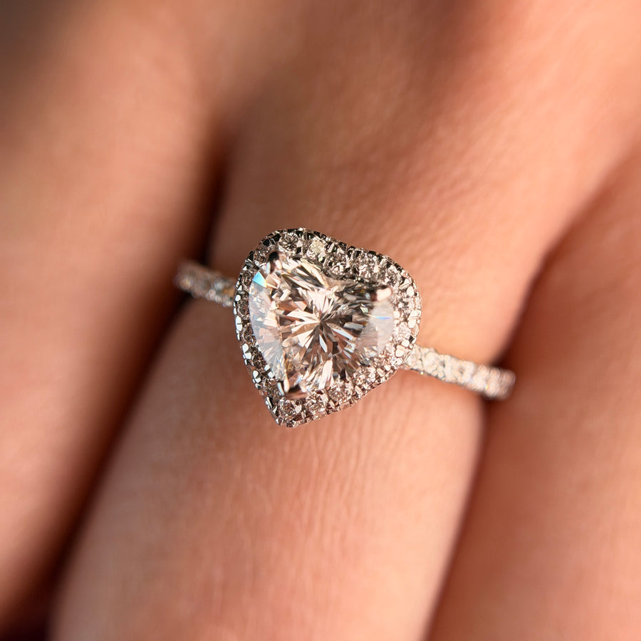 Split Shank Heart Cut Moissanite Diamond Engagement 14K Gold Ring
