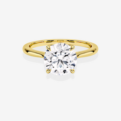 Round Cut Moissanite Diamond Petite Solitaire Engagement 14k Gold Ring