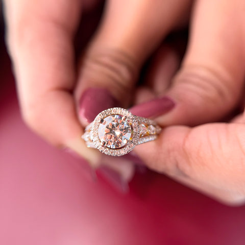 Twisted Floral Round Cut Lab Grown Diamond 14K Gold Ring