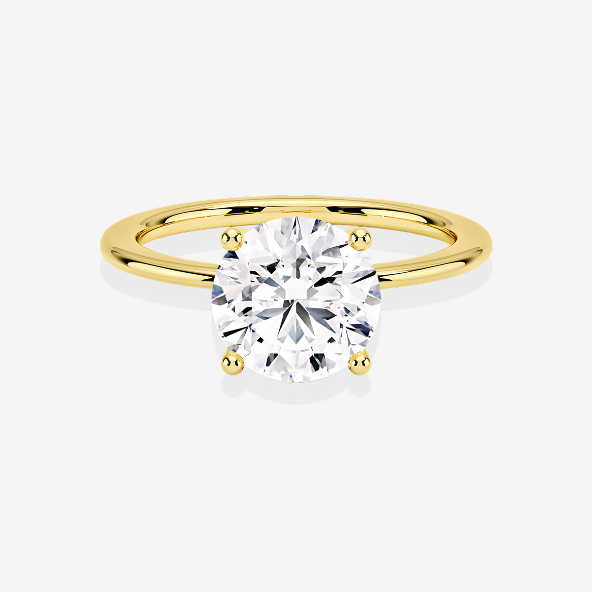 Round Cut Moissanite Diamond Classic Solitaire Engagement 18k Gold Ring