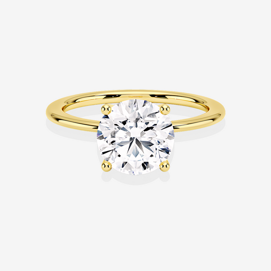 Round Cut Moissanite Diamond Classic Solitaire Engagement 18k Gold Ring