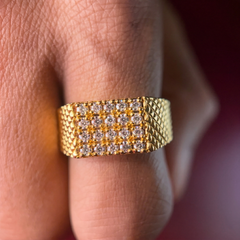 Luxe Heritage Moissanite Diamond Men's 14K Yellow Gold Ring