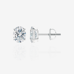 Oval Cut Moissanite Diamond Certified Stud Sterling Silver Earrings