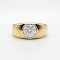 Round Cut Moissanite Diamond Men's Sterling Silver Ring