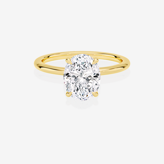 Oval Cut Moissanite Diamond Petite Solitaire Engagement 18k Gold Ring