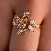 Champagne Radiant Cut Lab Grown Diamond Engagement 14K Gold Ring