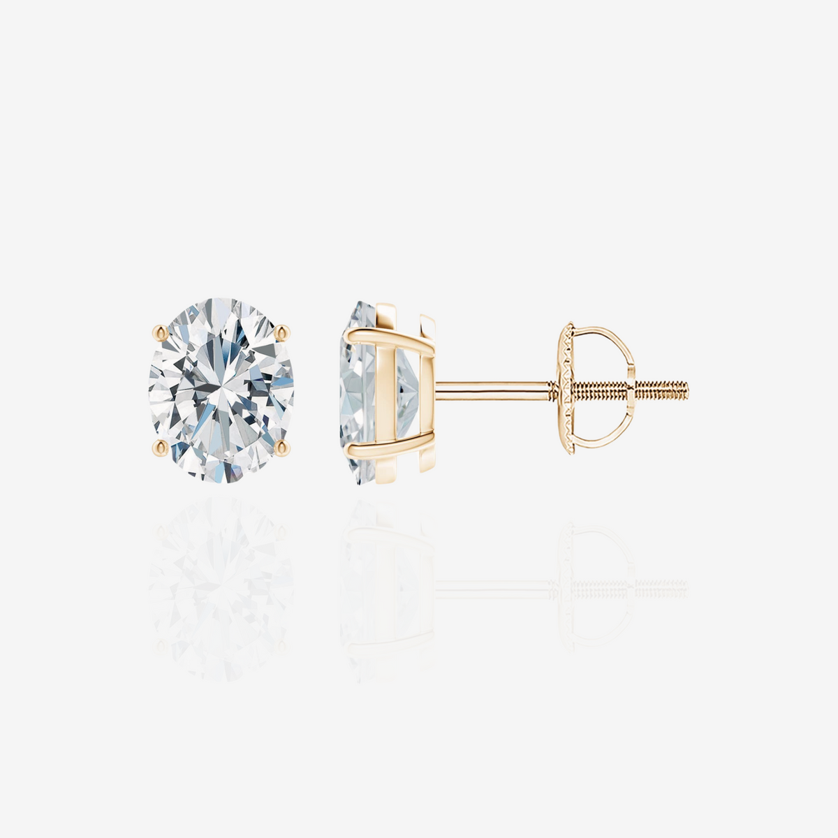 Oval Cut Lab Grown Diamond Certified Stud 14k Gold Earrings