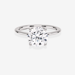 Round Cut Moissanite Diamond Provence Solitaire Engagement Sterling Silver Ring