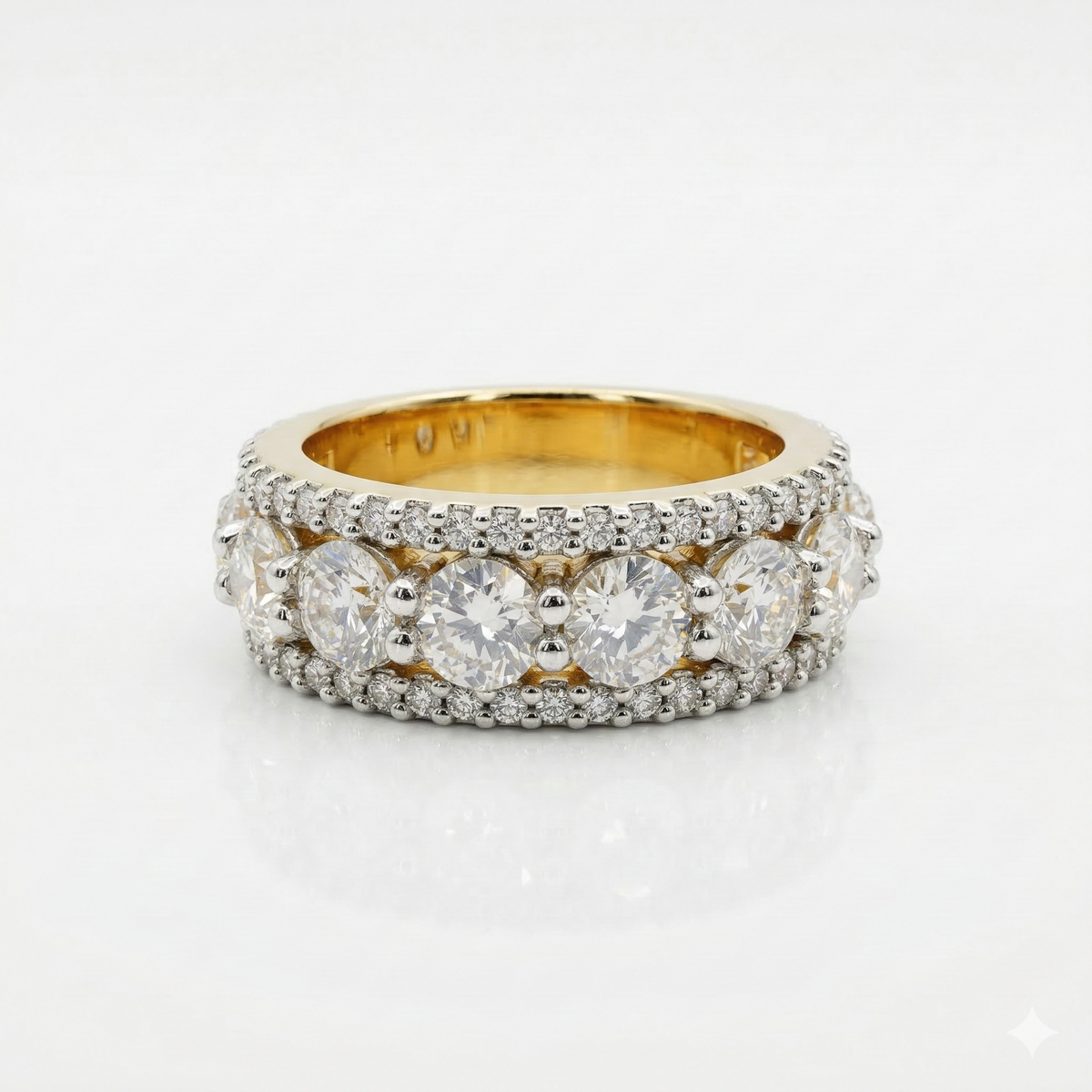 Round Cut Moissanite Diamond Wedding Sterling Silver Band Ring