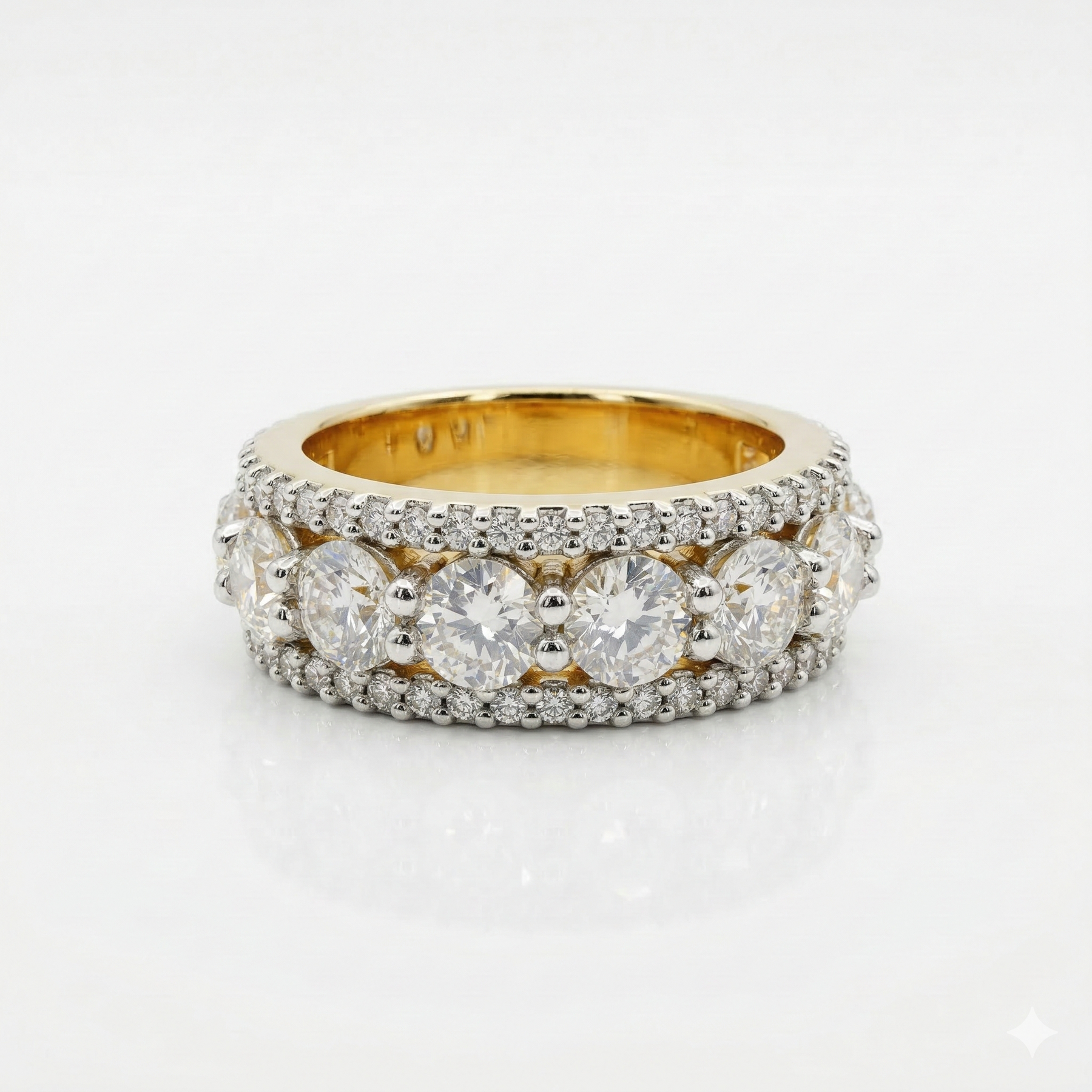 Round Cut Moissanite Diamond Wedding 18K Gold Band Ring