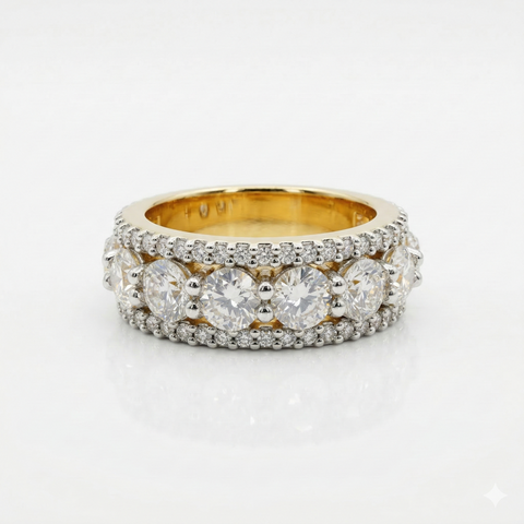 Round Cut Moissanite Diamond Wedding 18K Gold Band Ring