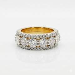 Round Cut Moissanite Diamond Wedding Sterling Silver Band Ring