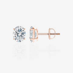 Oval Cut Moissanite Diamond Certified Stud 18k Gold Earrings