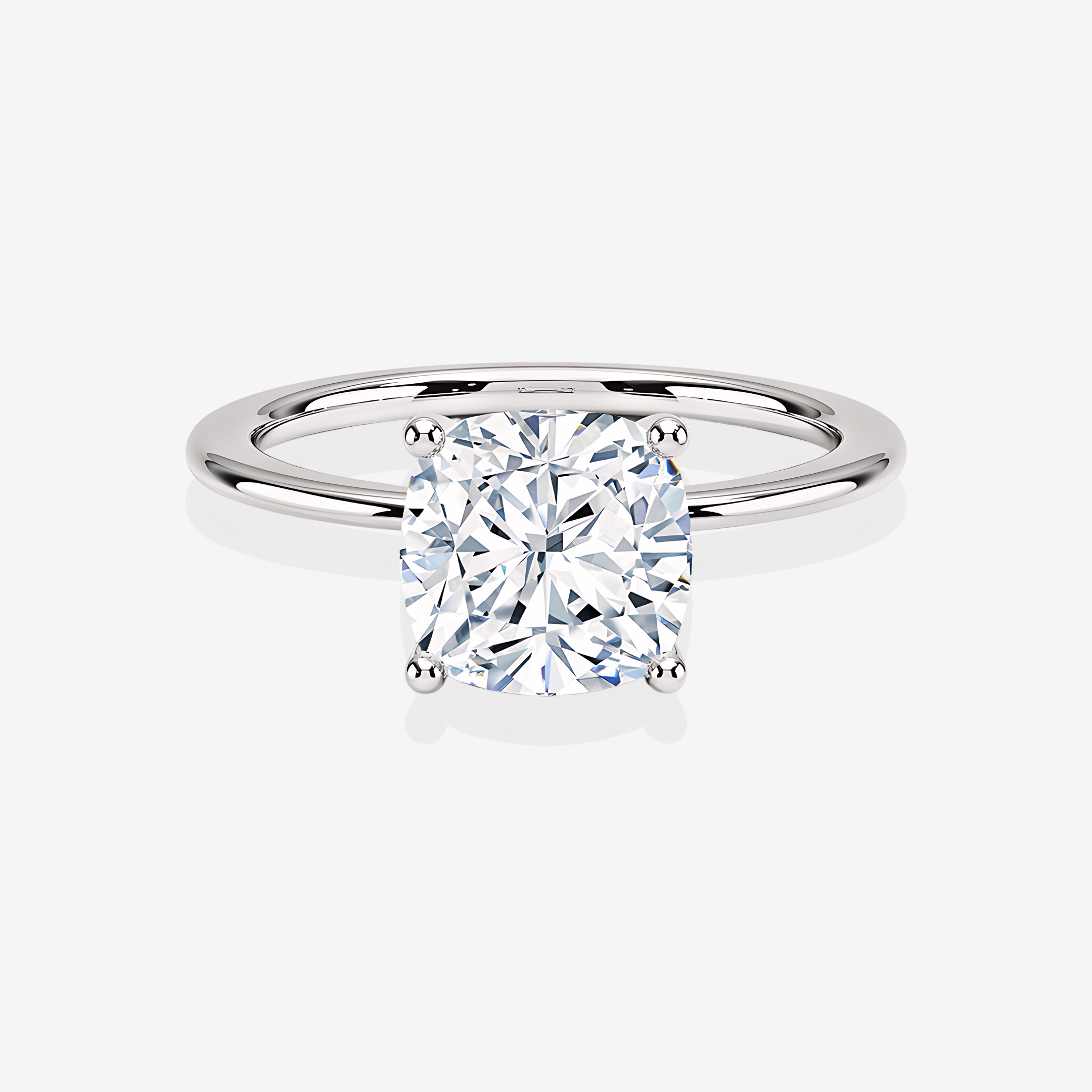 Cushion Cut Moissanite Diamond Classic Solitaire Engagement 18k Gold Ring