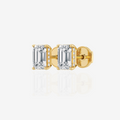 Emerald Cut Lab Grown Diamond Hidden Halo Stud 14k Gold Earrings