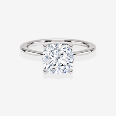 Cushion Cut Moissanite Diamond Cathedral Solitaire Engagement 14k Gold Ring