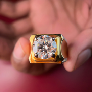 Moissanite Diamond, Men' s Unique Engagement 14k Gold Ring