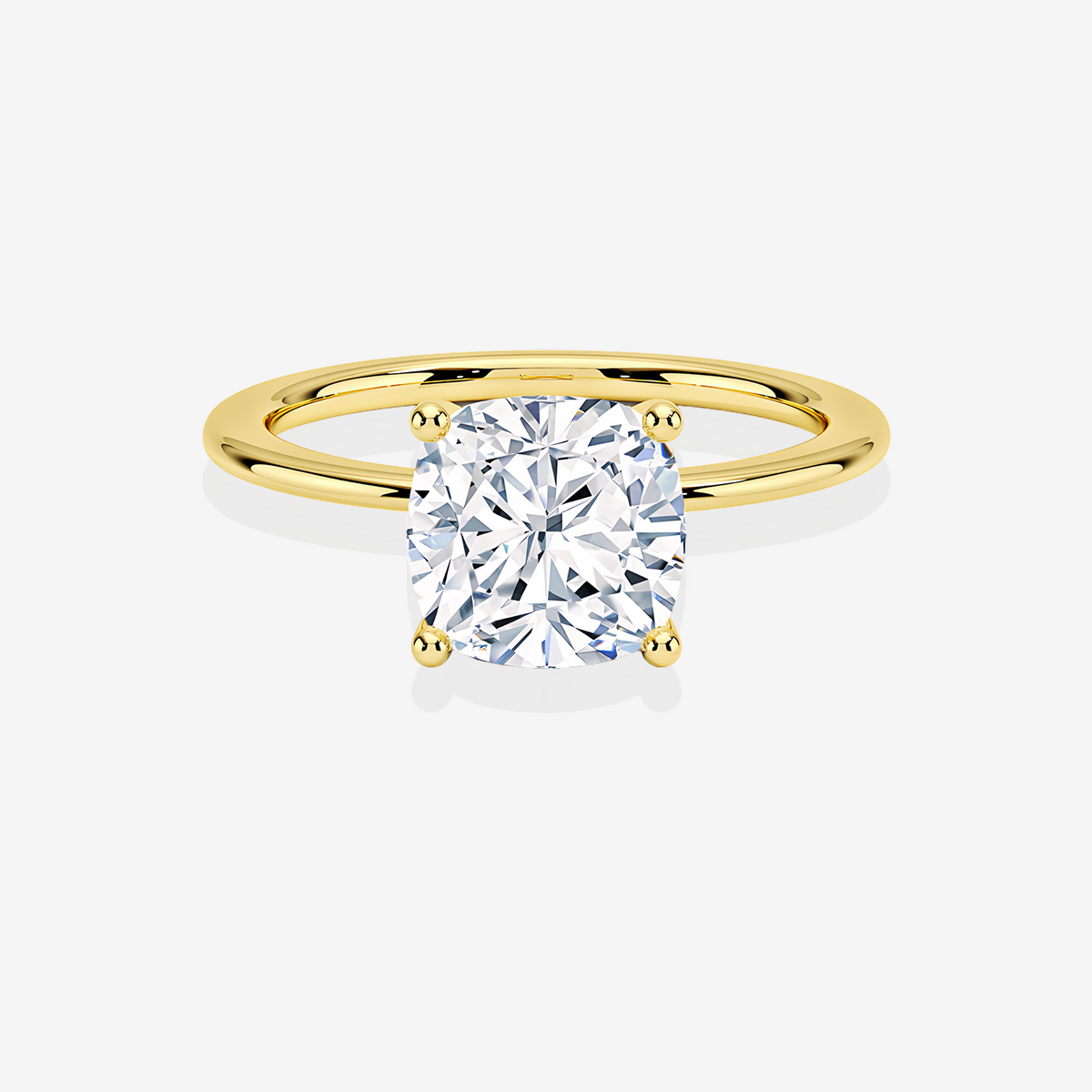 Cushion Cut Moissanite Diamond Cathedral Solitaire Engagement 14k Gold Ring