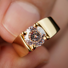 Moissanite Diamond, Simple Classic Men's 9k Gold Ring