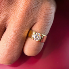 Moissanite Diamond, Simple Classic Men's 9k Gold Ring