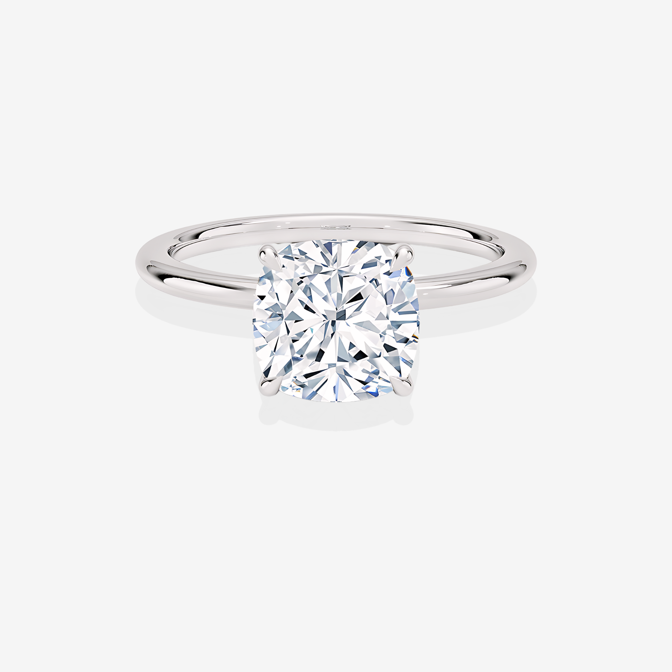 Cushion Cut Moissanite Diamond Petite Solitaire Engagement 18k Gold Ring