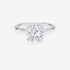 Cushion Cut Moissanite Diamond Petite Solitaire Engagement 18k Gold Ring