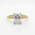 Emerald Cut Moissanite Diamond Twisted Pave Sterling Silver Ring
