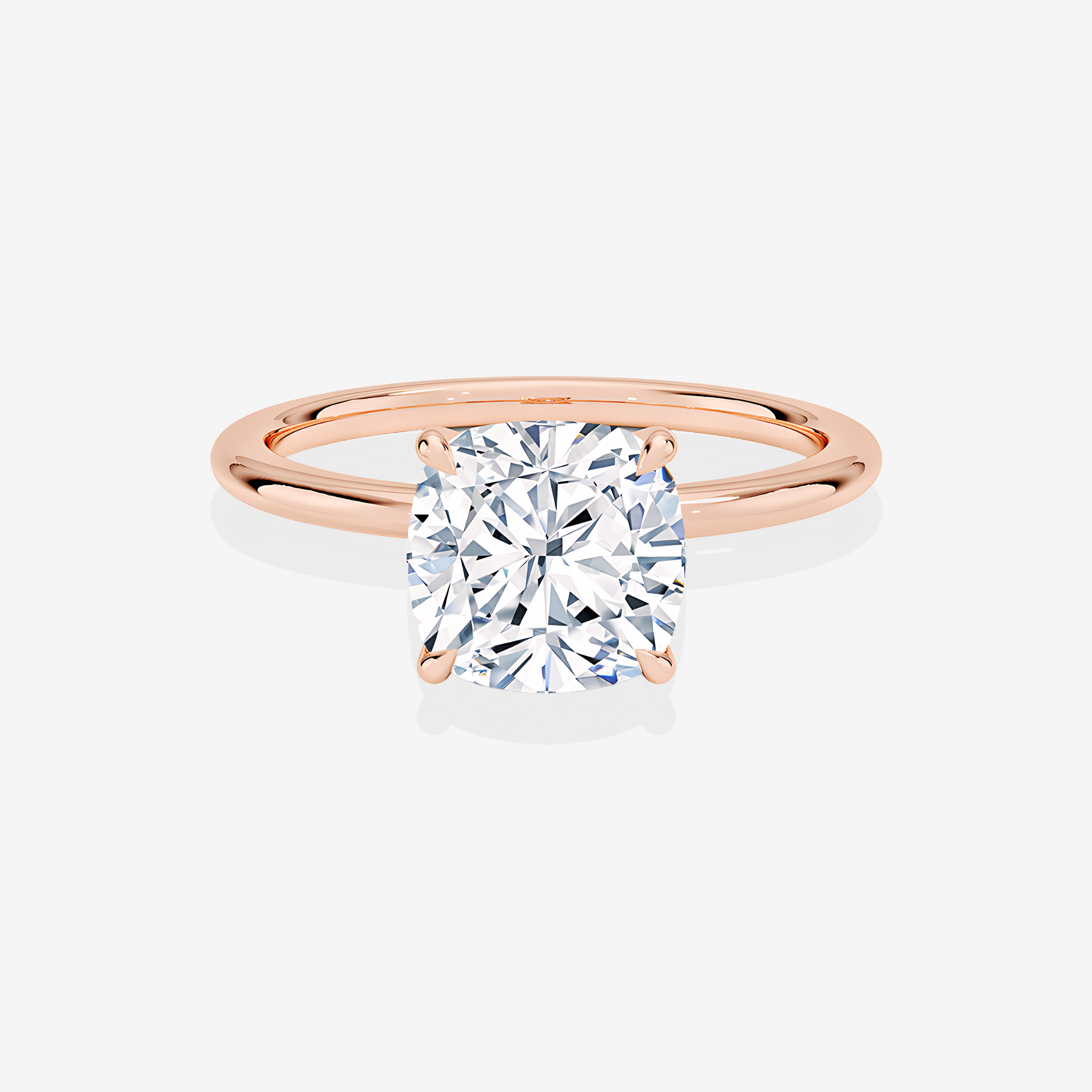 Cushion Cut Moissanite Diamond Petite Solitaire Engagement 14k Gold Ring