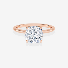 Cushion Cut Moissanite Diamond Petite Solitaire Engagement 14k Gold Ring