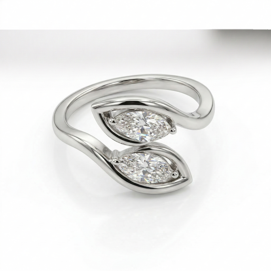Marquise Cut Toi -Et- Moi Moissanite Diamond 14K Gold Ring