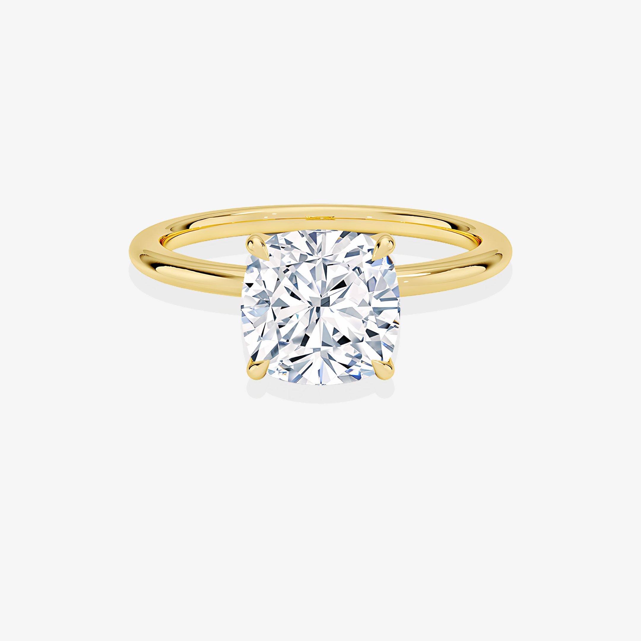 Cushion Cut Moissanite Diamond Petite Solitaire Engagement 14k Gold Ring