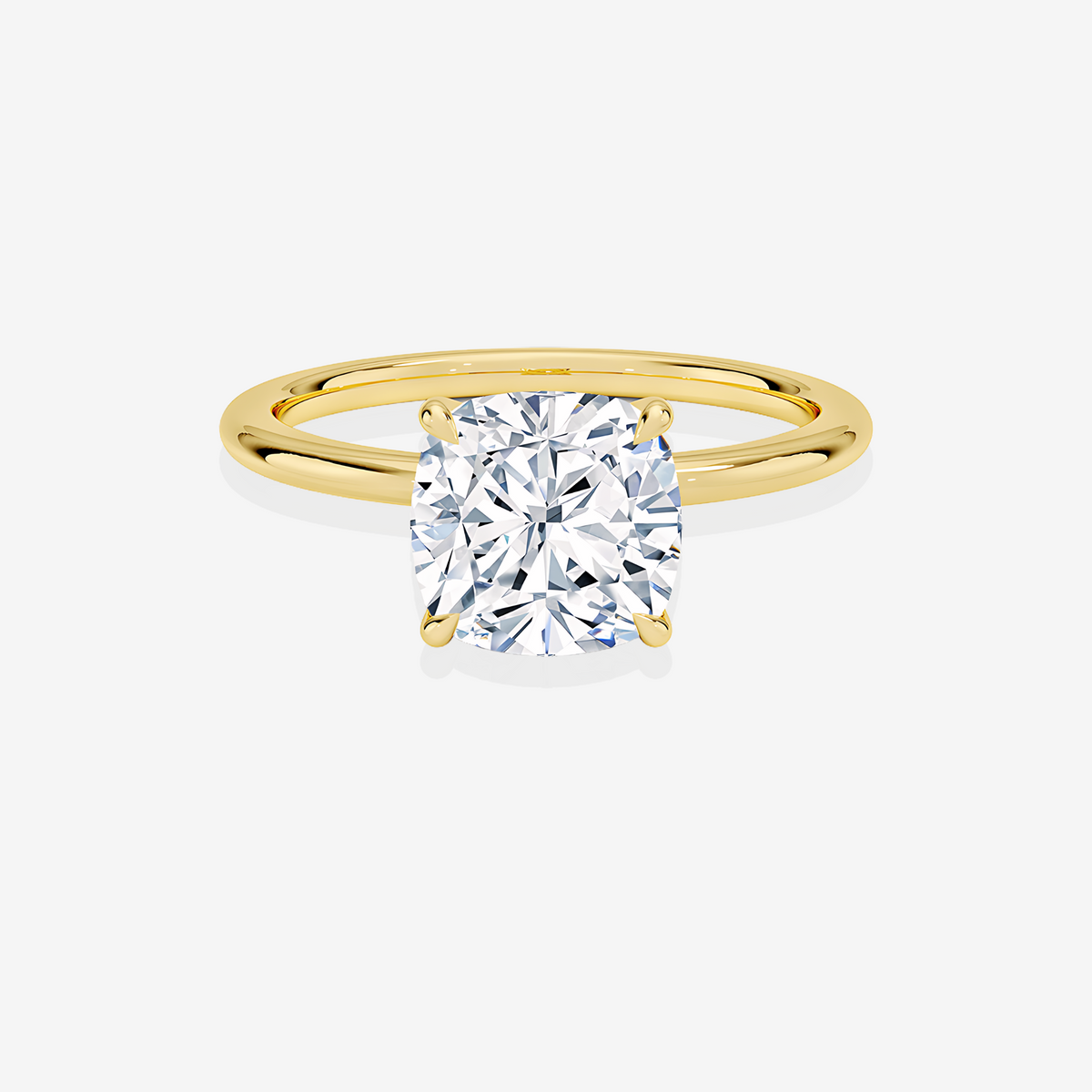 Cushion Cut Moissanite Diamond Petite Solitaire Engagement 14k Gold Ring