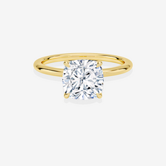 Cushion Cut Moissanite Diamond Petite Solitaire Engagement 14k Gold Ring