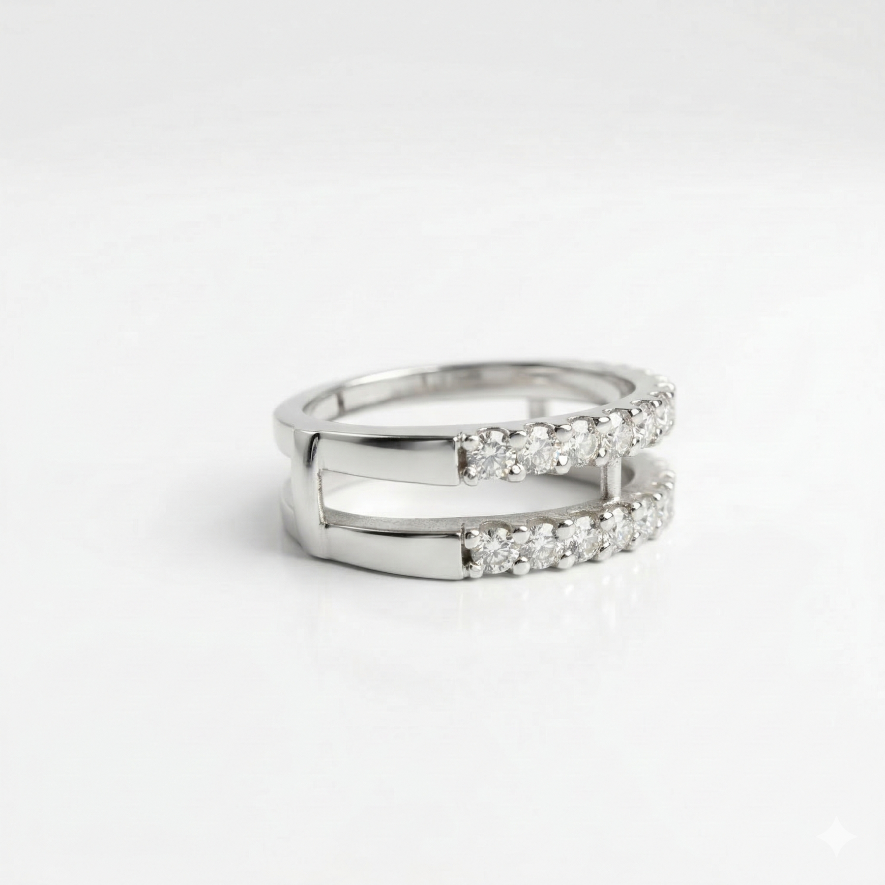 Round Cut Two Lane Lab Grown Diamond 9K Gold Wedding Ring Band