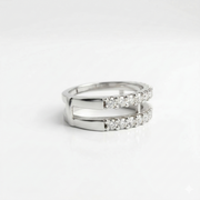Round Cut Two Lane Lab Grown Diamond 18K Gold Wedding Ring Band