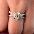 Pavé Halo Oval Cut Moissanite Diamond Engagement 18K Gold Ring