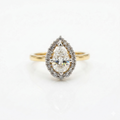 Pear Cut Halo Moissanite Diamond 9k Gold Ring