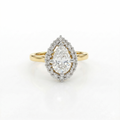 Pear Cut Moissanite Diamond Halo Sterling Silver Ring
