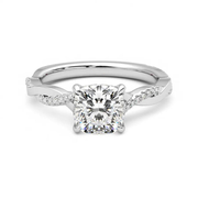 Cushion Cut Moissanite Diamond Twisted Engagement Sterling Silver Ring