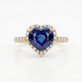 Synthetic Blue Heart Cut & Moissanite Diamond Engagement Sterling Silver Ring