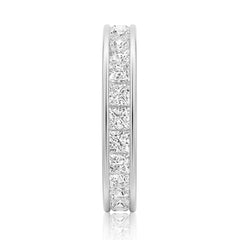Channel Princess Cut Moissanite Diamond Eternity Band Sterling Silver Ring