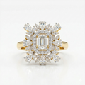 Cocktail Style Moissanite Diamond Sterling Silver Engagement Ring