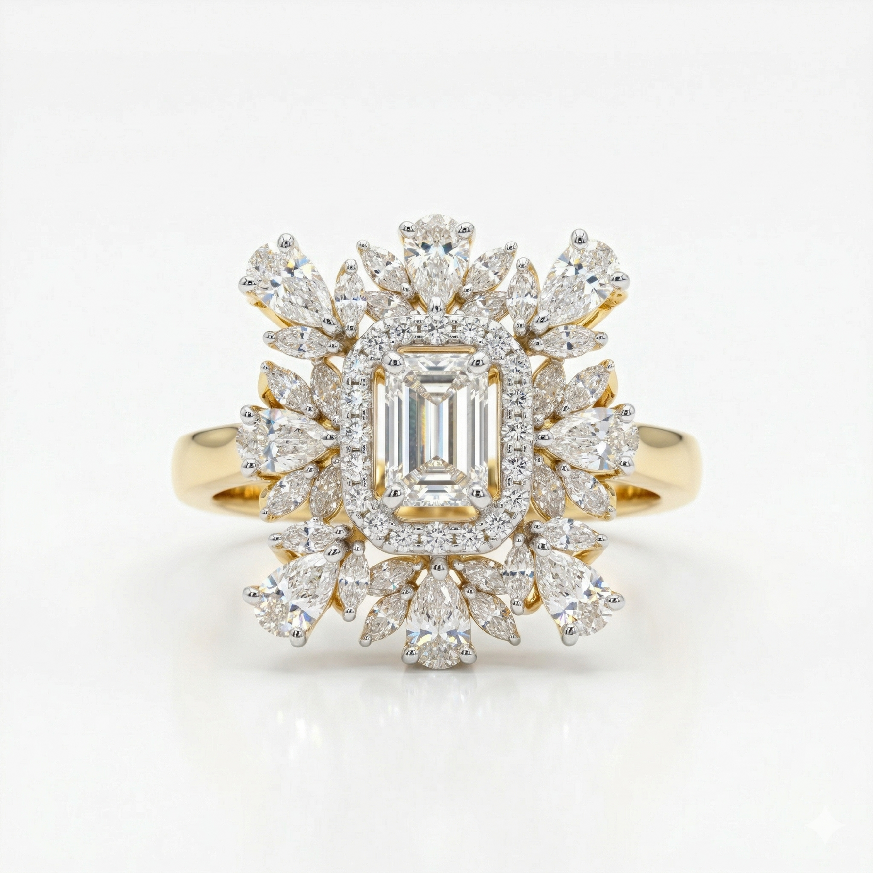 Cocktail Style Moissanite Diamond Sterling Silver Engagement Ring