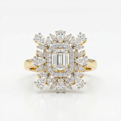 Cocktail Style Moissanite Diamond Sterling Silver Engagement Ring