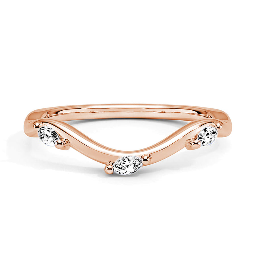 Marquise Cut Moissanite Diamond Wedding Band 14K Gold Ring