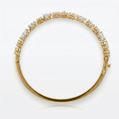 Multi shape Moissanite Diamond One Lane Fashion 9k Gold Bracelet