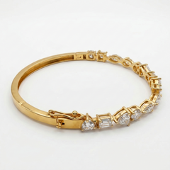 Multi shape Moissanite Diamond One Lane Fashion 9k Gold Bracelet