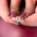Floral Cluster Portuguese Cut Lab Grown Diamond Engagement 9K Gold Ring